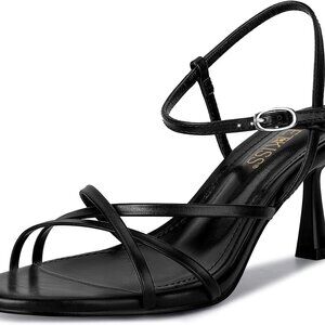 Women’s Low Kitten Heel Sandals Strappy Open Toe Ankle Strap Dress Shoes